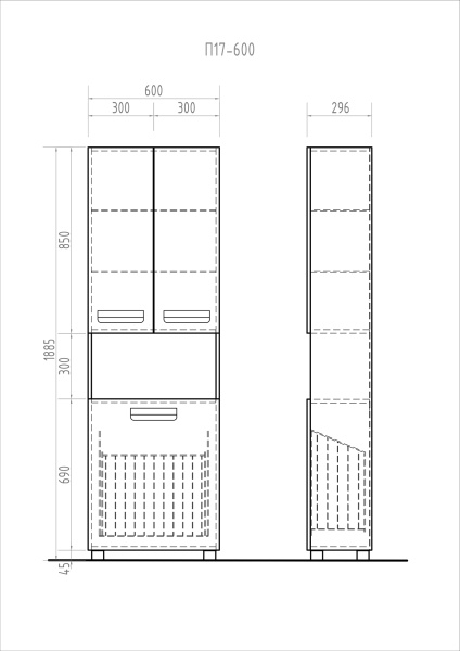 Пенал для ванной комнаты (60см) VIGO Plaza pn.PLA.60, белый
