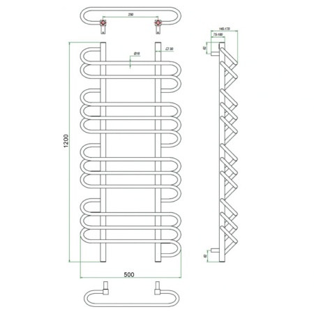 Полотенцесушитель ГРОТА RIVOLO 50/120