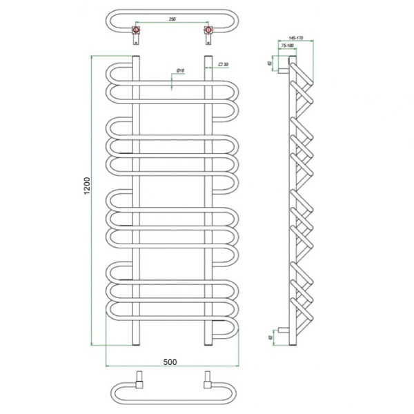 Полотенцесушитель ГРОТА RIVOLO 50/120