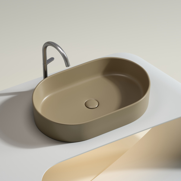 Умывальник Ceramicanova чаша накладная овальная (цвет Черный Матовый) Element 608x385x122мм