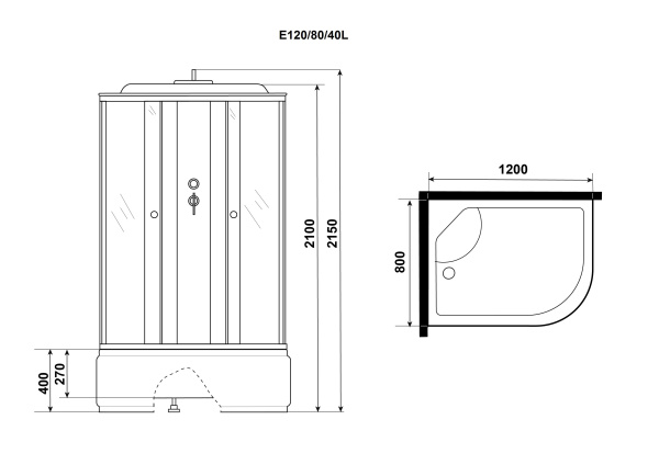 Душ.каб. Niagara Eco E120/80/26L/TN (1200х800х2150) 4 места
