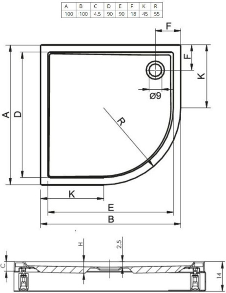 Душевой поддон Riho Davos 285 DA9300500000000 100x100