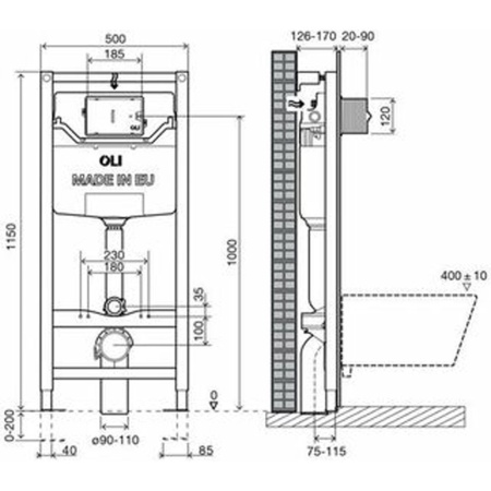 Инсталляция OLI 120 механическая + Панель слива SLIM хром глянец, OLI 100409mSl00