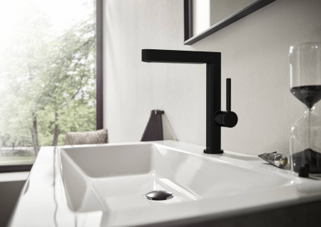 Hansgrohe Finoris Смеситель для раковины однорычажный 230 с поворотным изливом со сливным клапаном Push-Open хром 76060000