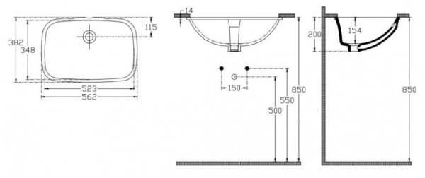 Раковина ISVEA Soluzione накладная 562*382*200 цвет белый 10SZ77056SV