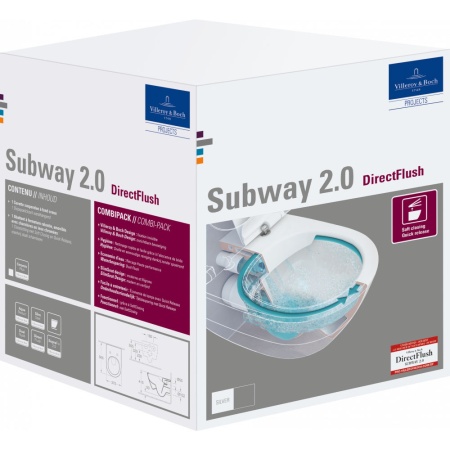 Унитаз Villeroy & Boch Subway 2.0, подвесной с сиденьем, 5614R2R1
