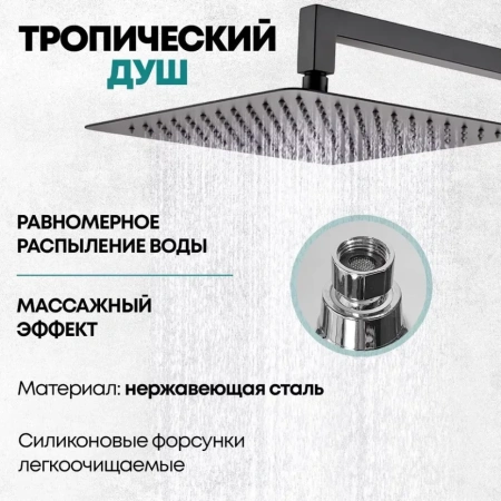 Душевая система скрытого монтажа Grocenberg GB5089BL-1 Черный матовый