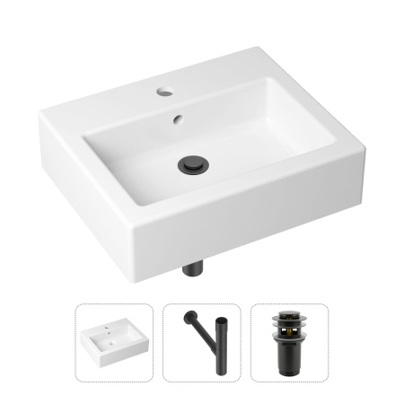 Комплект 3 в 1 Lavinia Boho Bathroom Sink 21520676: накладная фарфоровая раковина 50.5 см, металлический сифон, донный клапан