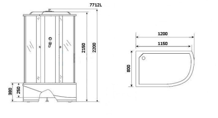 Душевая кабина Niagara Luxe NG-7712WL 80x120х215, высокий поддон, стенки белые