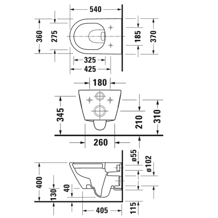Duravit D-Neo Унитаз подвесной 37x54 см, безободковый, в комплекте с сиденьем 0021690000, цвет: белый 45780900A1 (2578090000+0021690000)