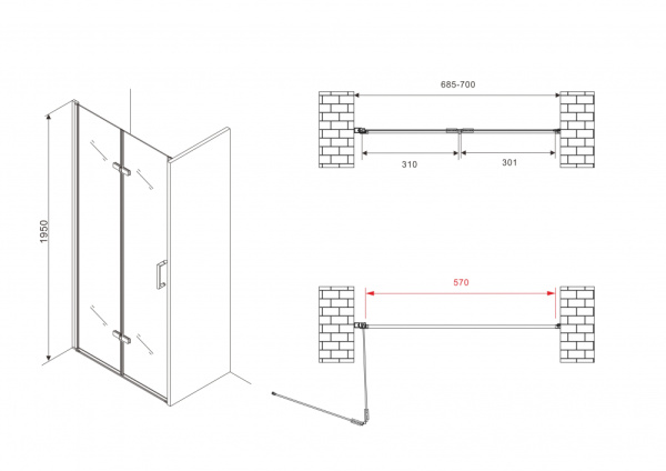 Душевая дверь ABBER Zart AG08070P