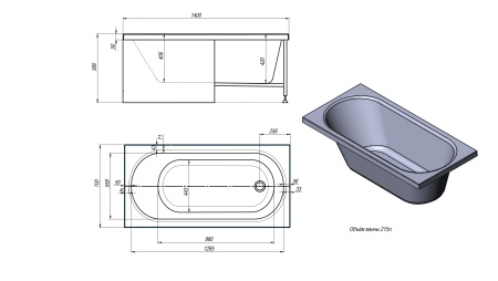 TIMO ванна ROHA1470 (1400*700*580)