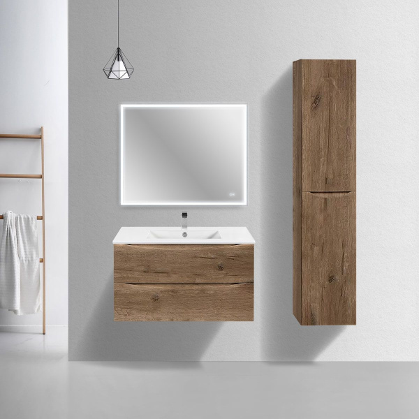 Тумба под раковину Vincea Mia Slim 900 подвесная, 2 выкатных ящика soft close, V.Oak