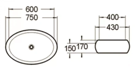 Раковина керамическая (накладная)  SantiLine SL-1036