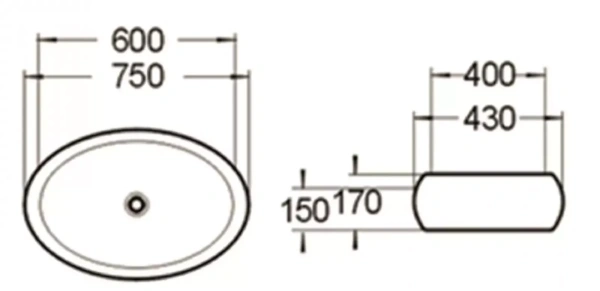 Раковина керамическая (накладная)  SantiLine SL-1036
