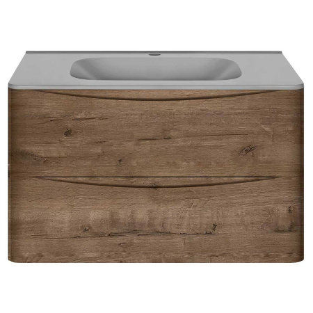 Тумба Vincea Paola 800 подвесная, 2 выкатных ящика soft close, V.Oak с умывальником VCB-2VP800G из искусственного камня, цвет серый