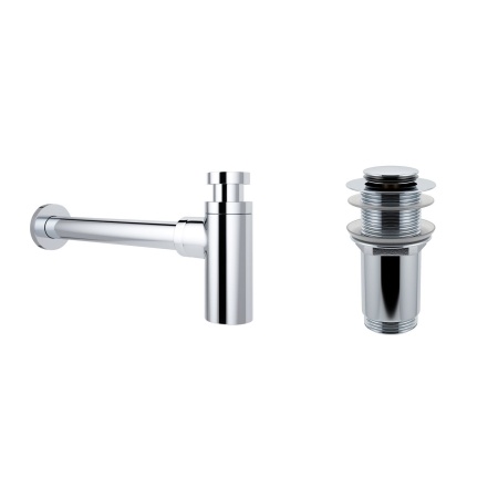 Комплект 3 в 1 Lavinia Boho Bathroom Sink 21520275: накладная фарфоровая раковина 42 см, металлический сифон, донный клапан
