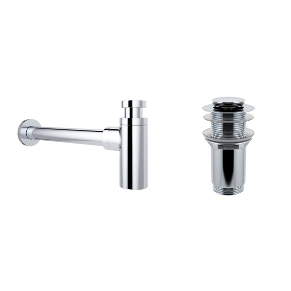 Комплект 3 в 1 Lavinia Boho Bathroom Sink 21520221: накладная фарфоровая раковина 40 см, металлический сифон, донный клапан