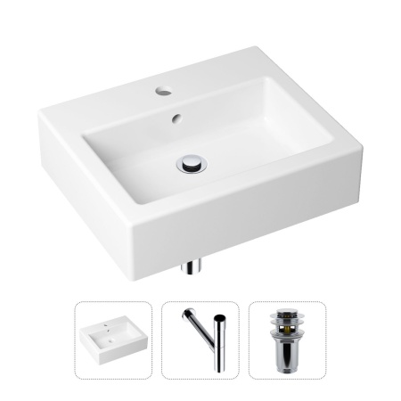 Комплект 3 в 1 Lavinia Boho Bathroom Sink 21520674: накладная фарфоровая раковина 50.5 см, металлический сифон, донный клапан