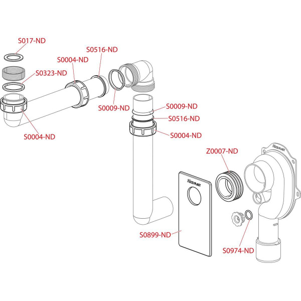 Универсальный сифон под штукатурку Alcaplast, экономящий пространство, A873