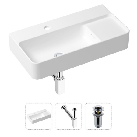 Комплект 3 в 1 Lavinia Boho Bathroom Sink 21520502: накладная фарфоровая раковина 60 см, металлический сифон, донный клапан
