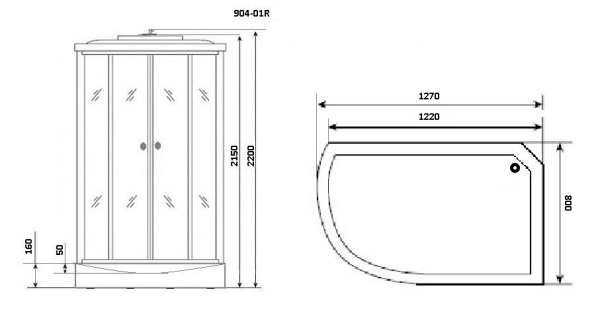 Душевая кабина Niagara Ultra NG-904-01R 131х80х220, низкий поддон 16 см, стекло тонированное
