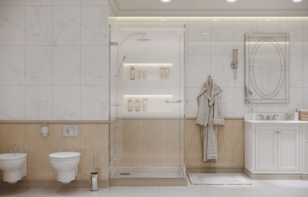 Душевой уголок Ambassador Abner 10011106-ST6, квадратный, линейный трап, 100х100