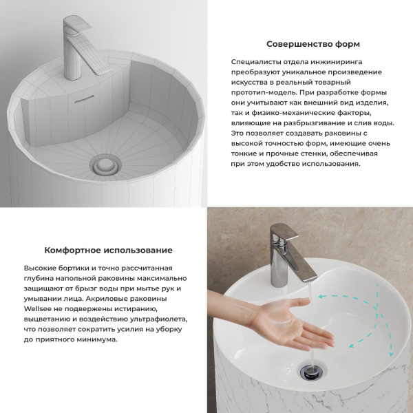 Напольная раковина для ванной Wellsee Chalice Perfection 230626000