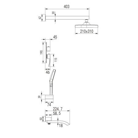 Душевая система встраиваемая Rose R1535F, белый/хром