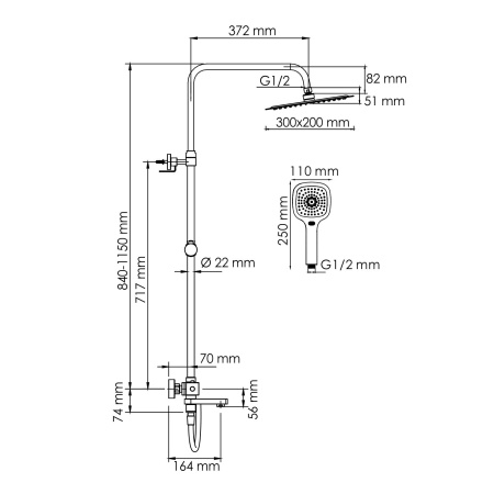 A199.069.065.087.CH Thermo Душевой комплект WasserKRAFT с термостатическим смесителем