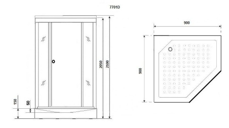 Душевая кабина Niagara Luxe NG-7701DW 90x90х210, низкий поддон 15 см, стенки белые