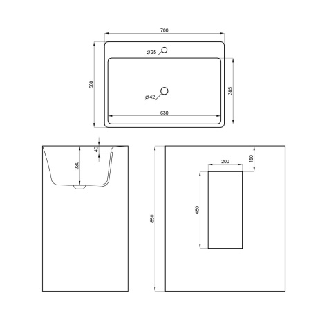Напольная раковина для ванной Wellsee Doux 230503000