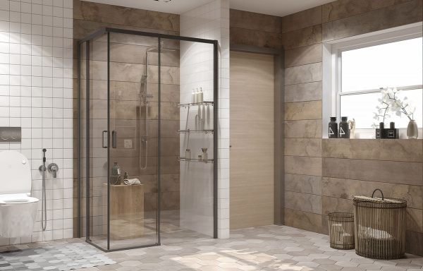 Душевой уголок Ambassador Queen Black 11011205R, прямоугольный, профиль черный, 120х80 см