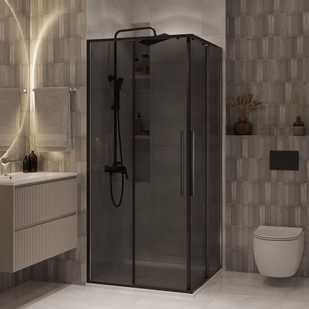 Душевое ограждение  Niagara Nova  NG-2822-34BLACK (80*80*195) квадрат, двери раздвижные