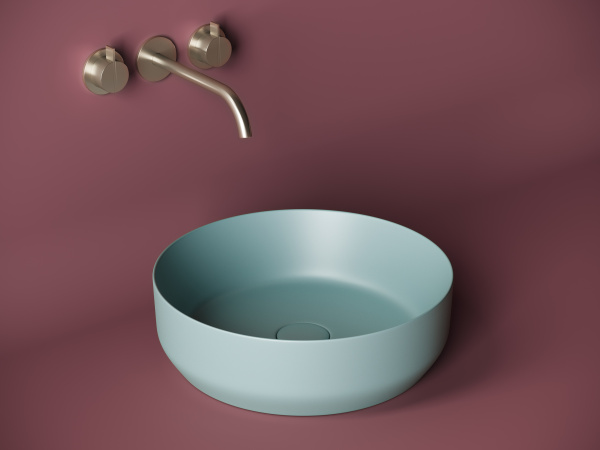 Умывальник Ceramicanova чаша накладная круглая (цвет Голубой Матовый) Element 390x390x120мм