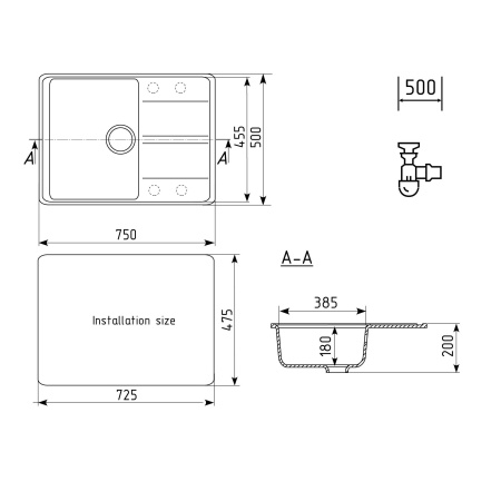 Кухонная мойка Ulgran Quartz Prima 750-02, лен