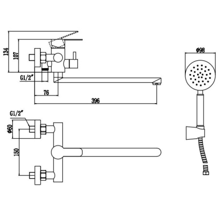 Смеситель для ванны Fmark FS8224H, черный