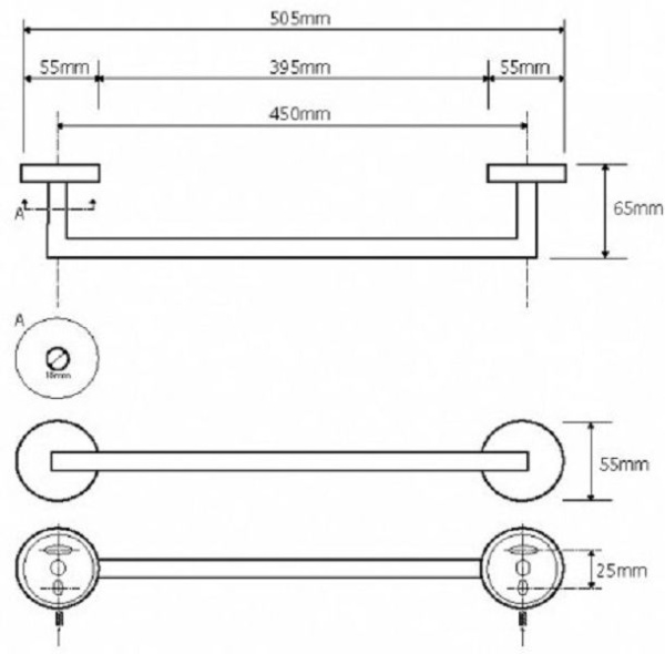 Держатель для полотенец Bemeta Neo 104204125 (50 см)