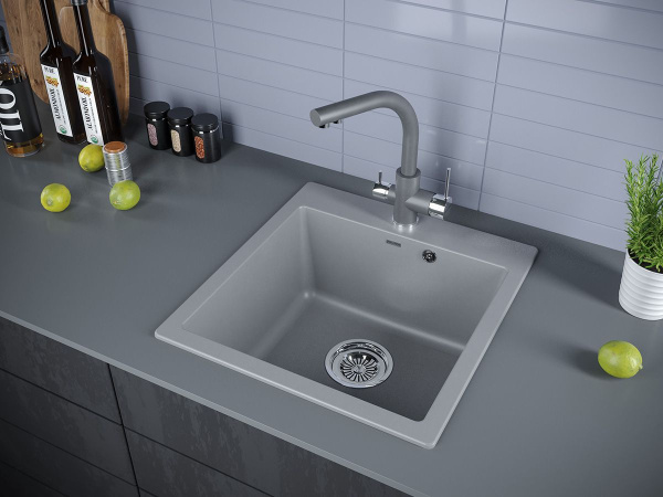 Мойка KANTE 50, IT-GRANIT, PM105152-GRM , серый металлик, 510х520, Paulmark