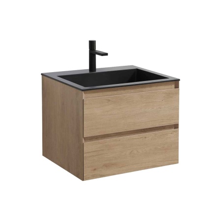 Тумба под раковину Vincea Luka 600 подвесная, 2 выкатных ящика soft-close, N.Oak
