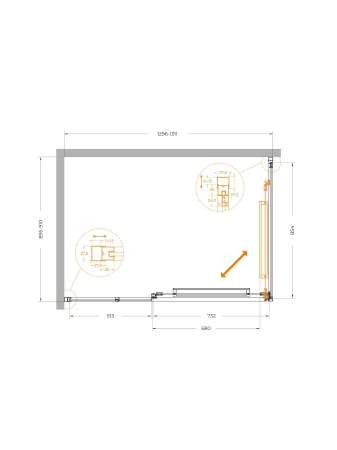 Душевой уголок CEZARES LUX-AH-FS-11-130/90-C-CR
