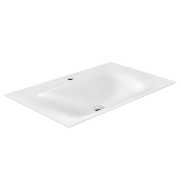 Тумба Vincea Fine 800 подвесная, 2 выкатных ящика soft close, R.Wood с умывальником VCB-1F800W из искусственного камня, цвет белый