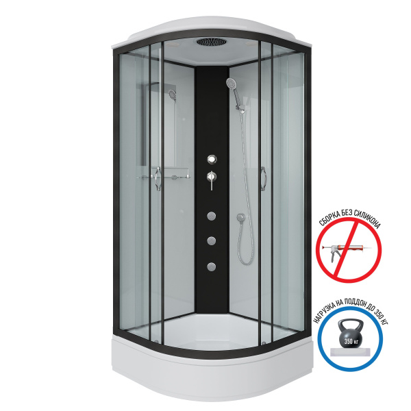 Душевая кабина Niagara Classic NG-6701-14G 90х90х215, средний поддон 26 см, стекло прозрачное, черные профиля