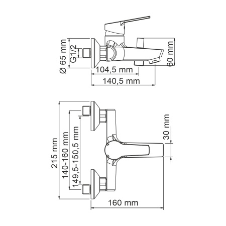 Смеситель для ванны WasserKRAFT Rhin 4401