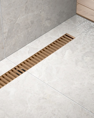 Душевой лоток TIMO Drain System 900 с вставкой "lines", Розовое золото