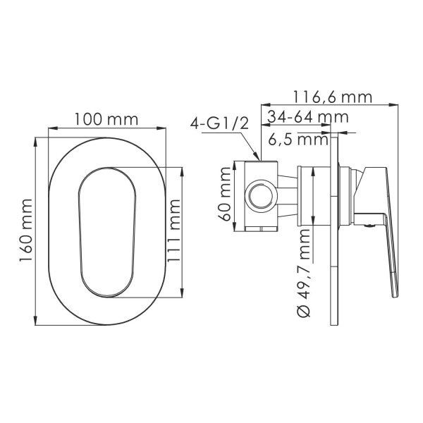 Смеситель для душа WasserKRAFT Donau 5351