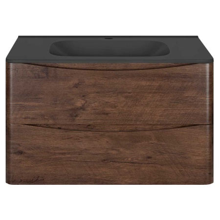 Тумба Vincea Paola 800 подвесная, 2 выкатных ящика soft close, R.Wood с умывальником VCB-2VP800B из искусственного камня, цвет черный