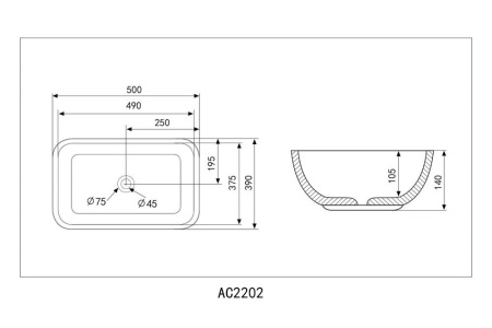 Раковина накладная ABBER Rechteck AC2202MBE светло-бежевая матовая