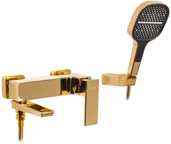 Смеситель для ванны с ручным душем Hansberge H4070 Золото глянец