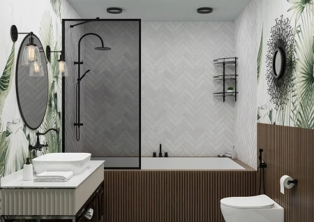 Шторка на ванну Veconi Palau PL-85B, 600x1500, черный, стекло тонированное